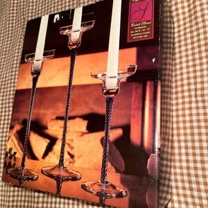 Crystal Cobalt Blue Stemmed Candlestick Holders Set Of Three Romania